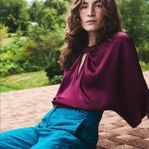 Zara knotted satin blouse